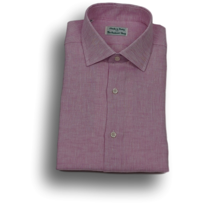 Mens Sport Shirt Linen - Medium - Pink